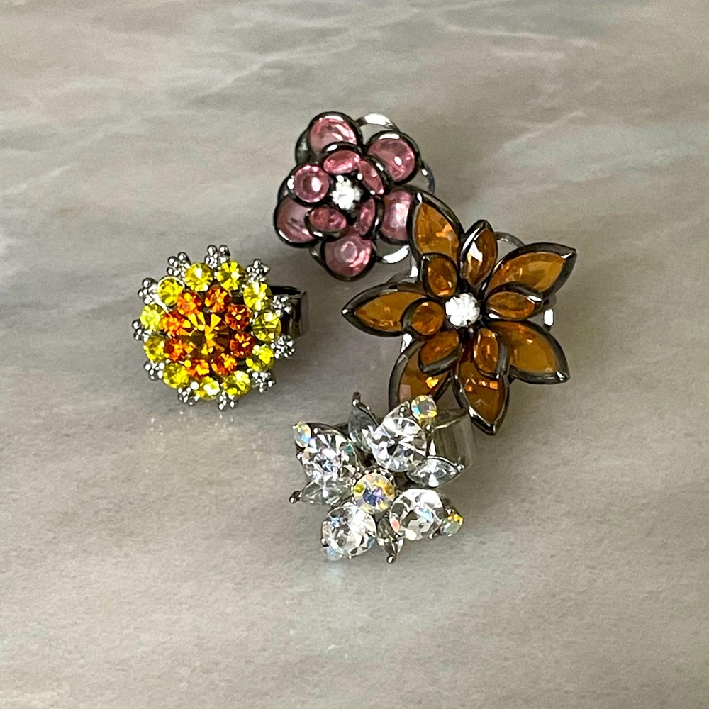Floral Multi-Color Statement Ring Set